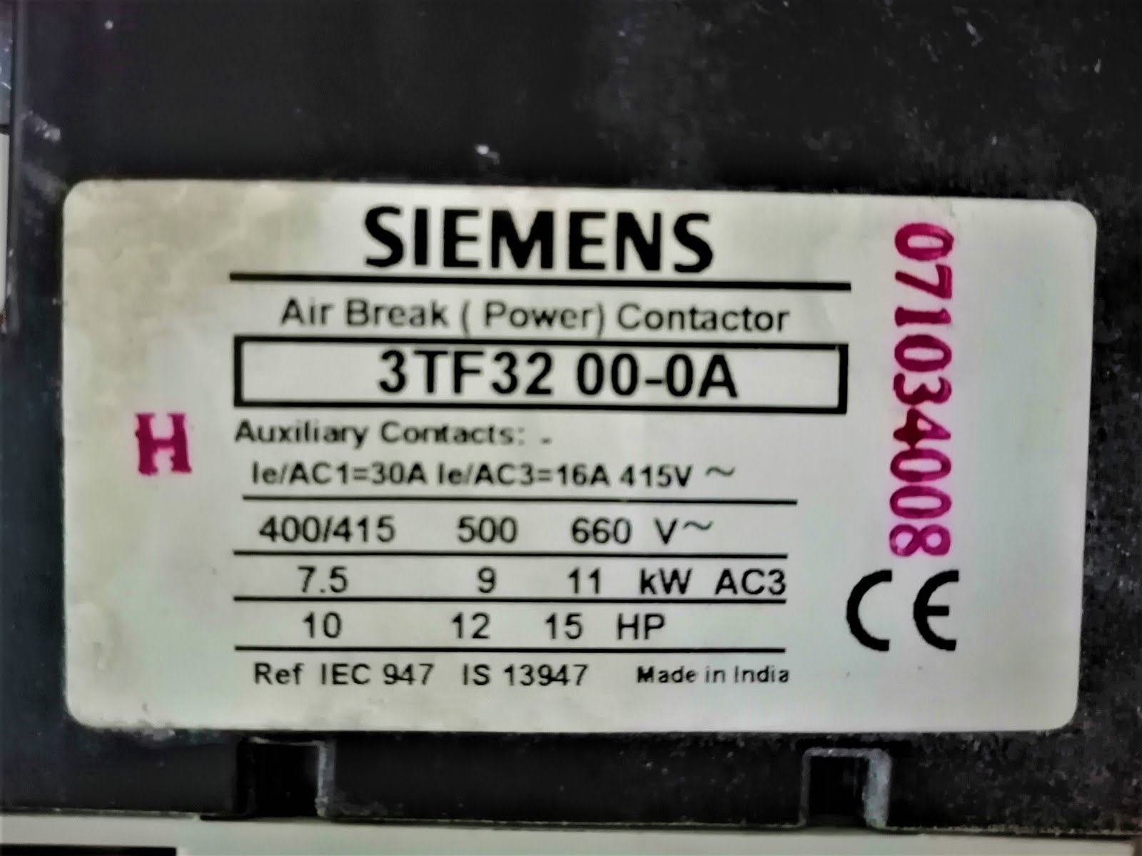 What does the AC1 and AC3 terms mean in Power Contactors ? One by