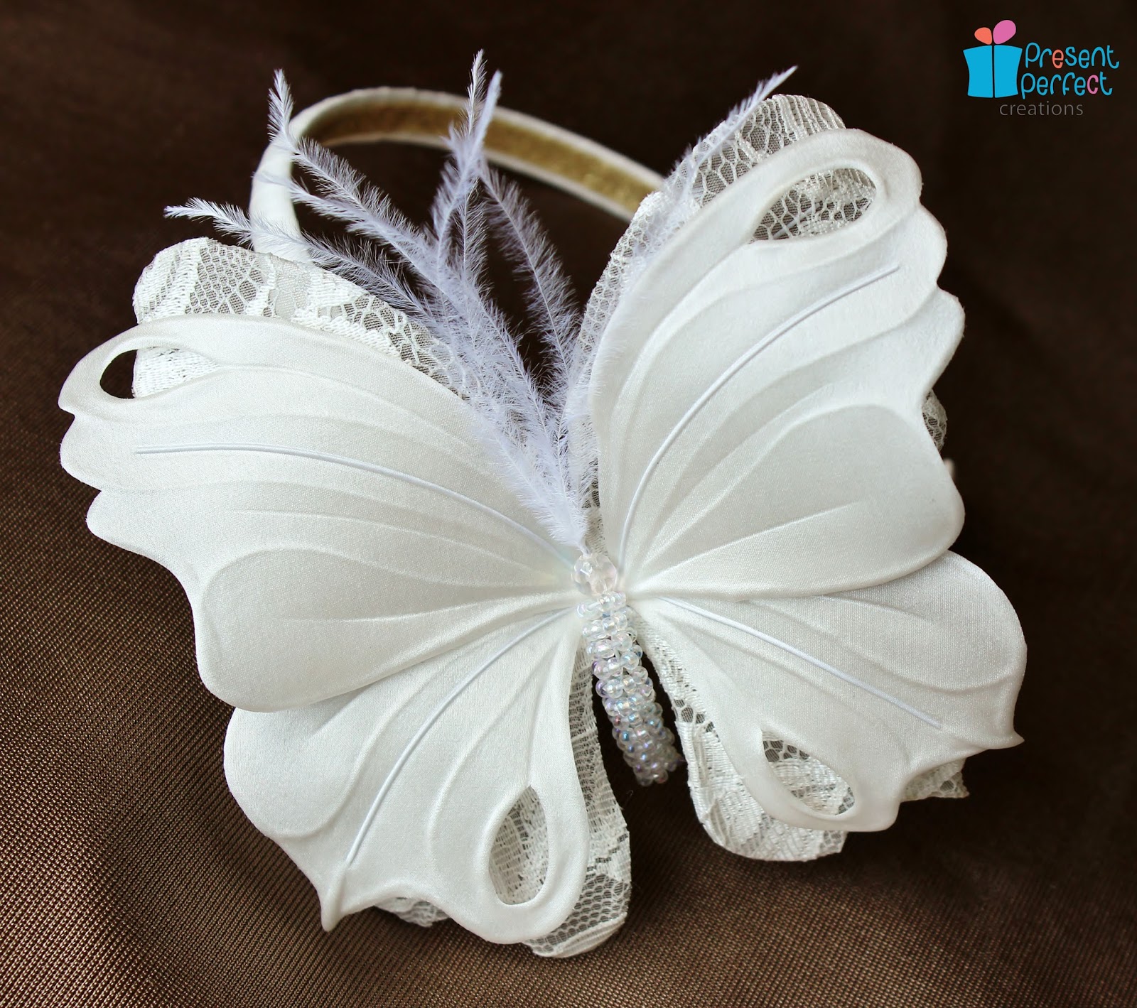 Present Perfect Creations White butterfly for a girl's first day at school