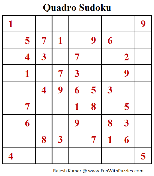 Quadro Sudoku Puzzles (Fun With Sudoku #395)