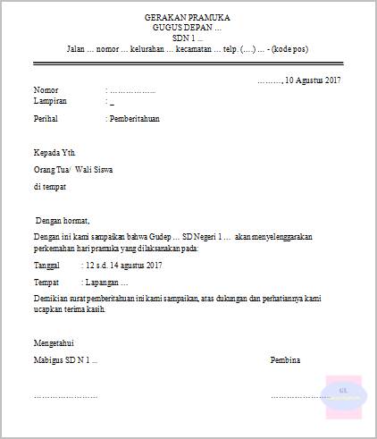 Contoh Surat Undangan Kegiatan Pramuka Di Sekolah