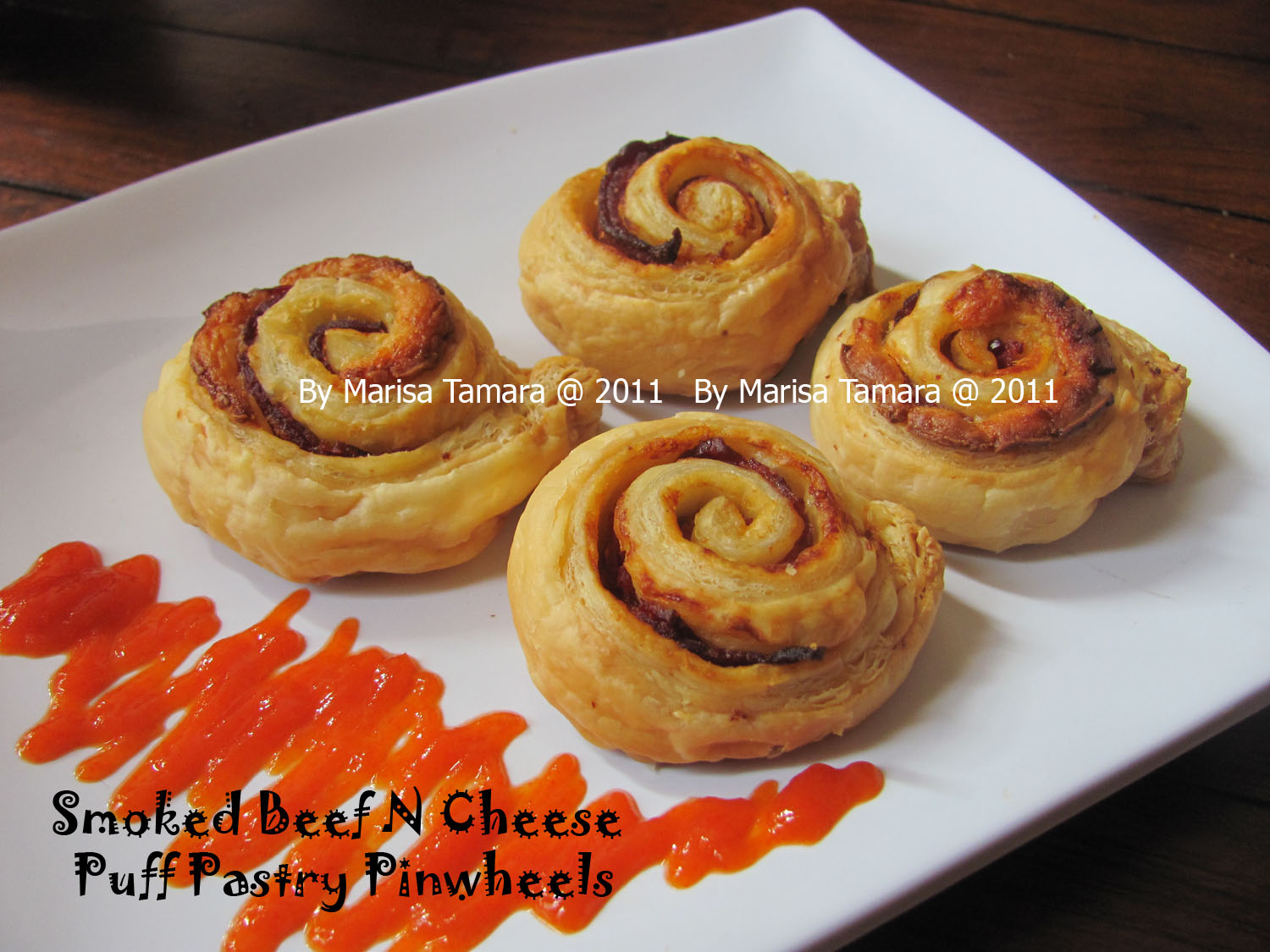 To Marisa's Kitchen Smoked Beef N Cheese Puff Pastry Pinwheels