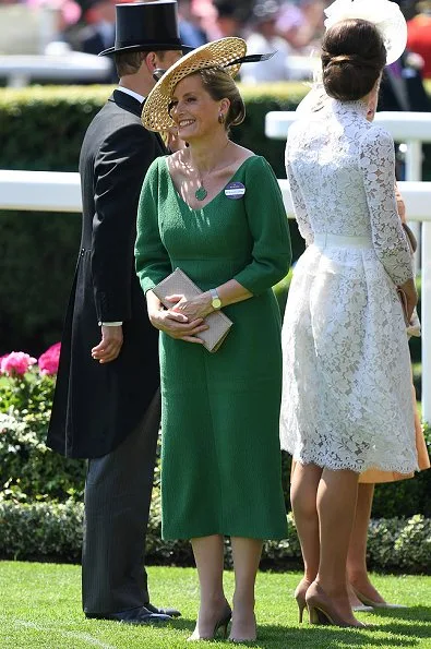 Queen Elizabeth, Duchess Camilla, Duchess Catherine, Countess Sophie of Wessex, Princess Beatrice, Princess Eugenie, Zara Phillips, Kate Middleton wore ALEXANDER MCQUEEN Lace Dress