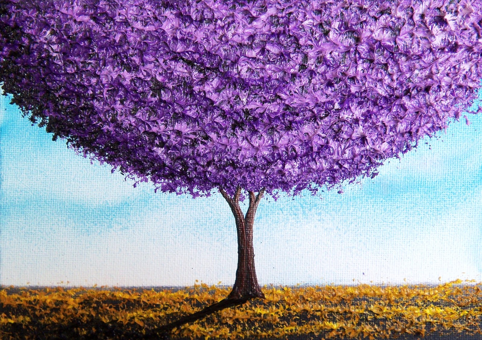 Bing Art by Rachel Bingaman: Purple Tree Landscape Painting, Abstract