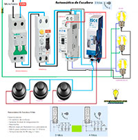 Automatico escalera 3 hilos ~ Esquemas eléctricos