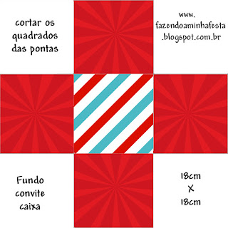 Light Blue, Red and White Stripes: Free Printable Quinceanera Boxes.