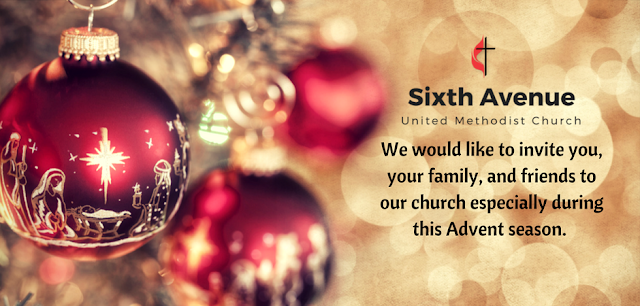 Red Christmas Ornaments Sixth Avenue United Methodist Church Advent Calendar Ad