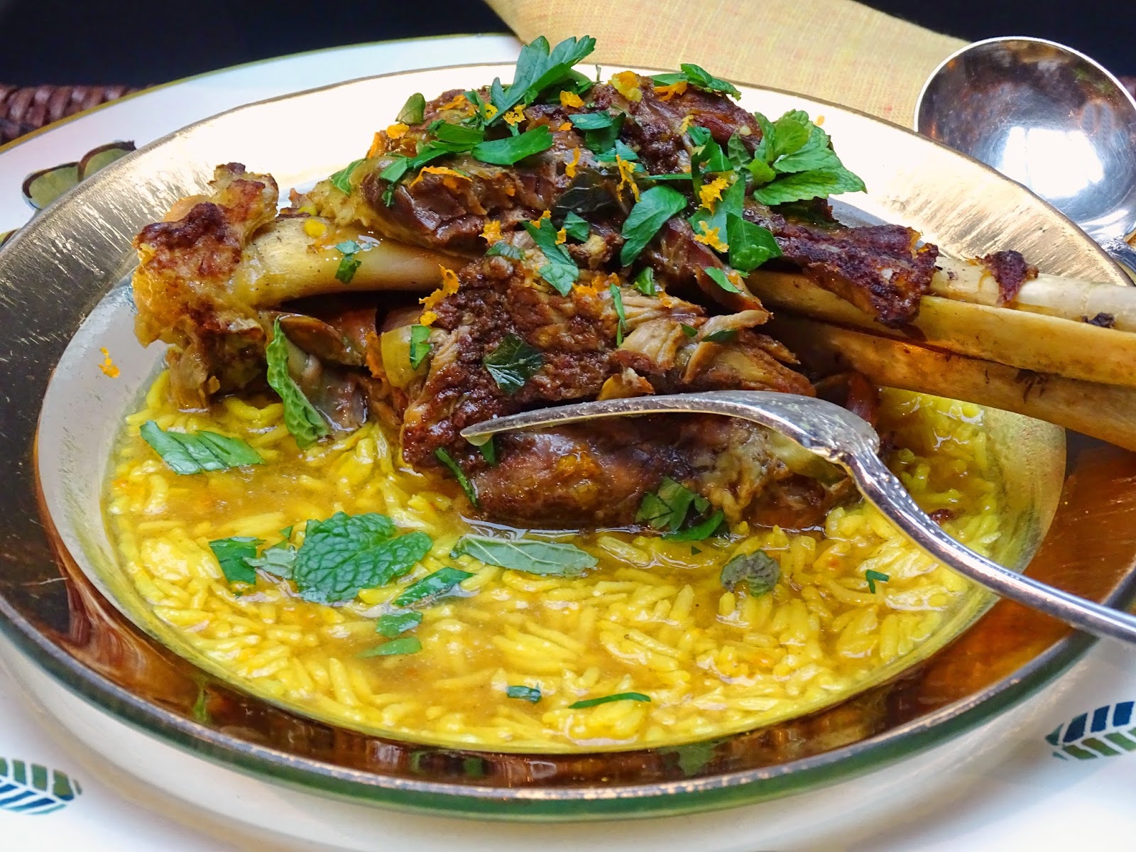 Spoon and Ink Time to Celebrate! What’s cooking? PersianSpiced Lamb Shanks with Saffron Rice