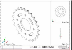 Hasil Akhir Cara Menggambar Gear Motor 3 Dimensi Dengan AutoCAD