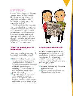 Apoyo Primaria Español 5to grado Bloque II lección 6 Difundir acontecimientos a través de un boletín informativo