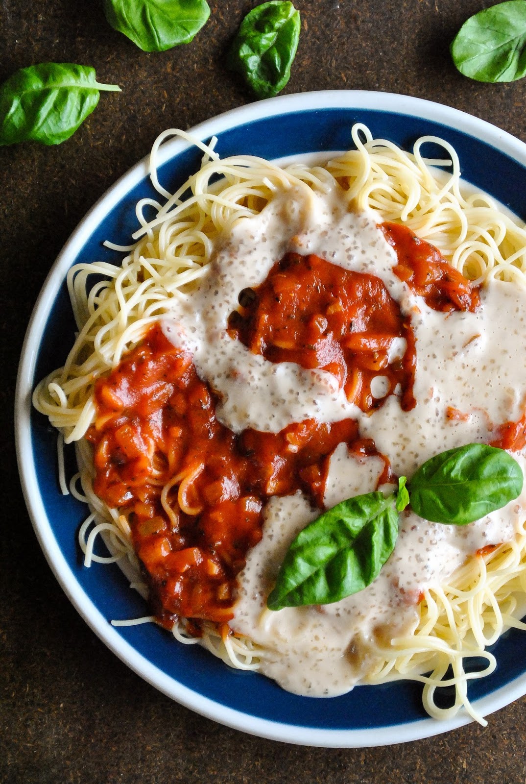 Easy spaghetti marinara with cashew mozzarella VeganSandra