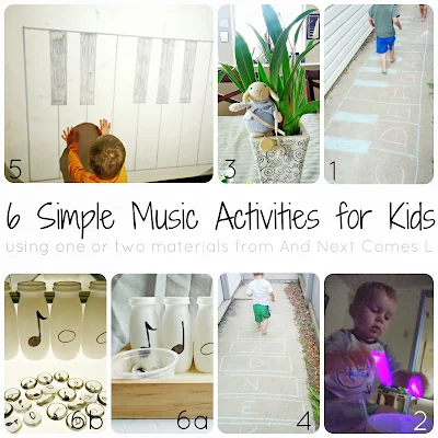 6 simple music activities for kids that use one or two materials from And Next Comes L