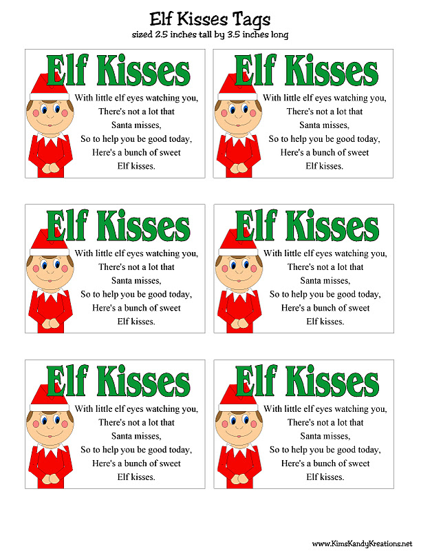 Free Printable Elf Kisses Tags