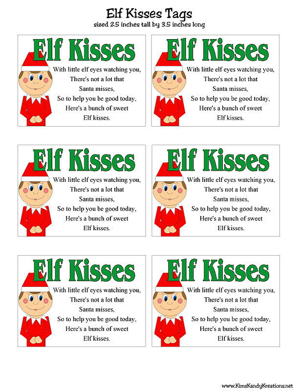 Elf Kisses Free Printable