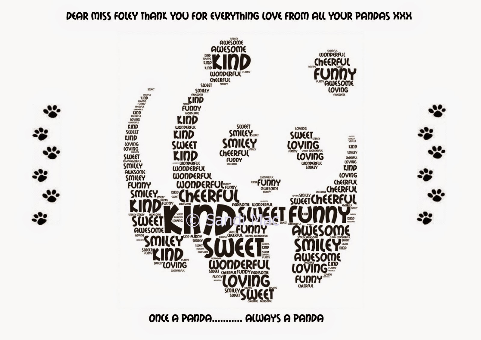 SandraCraftyCardz Panda Word Art Print