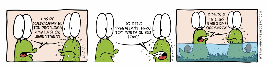 Comicaire - Humor gr\u00e1fico, tiras c\u00f3micas del dibujante Franchu Llopis: CARGOLS 164 - Sudando