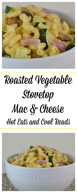 Great recipe to use any fresh veggies you have on hand! Ready in 30 minutes and so delicious! Roasted Vegetable Stovetop Macaroni and Cheese Recipe from Hot Eats and Cool Reads