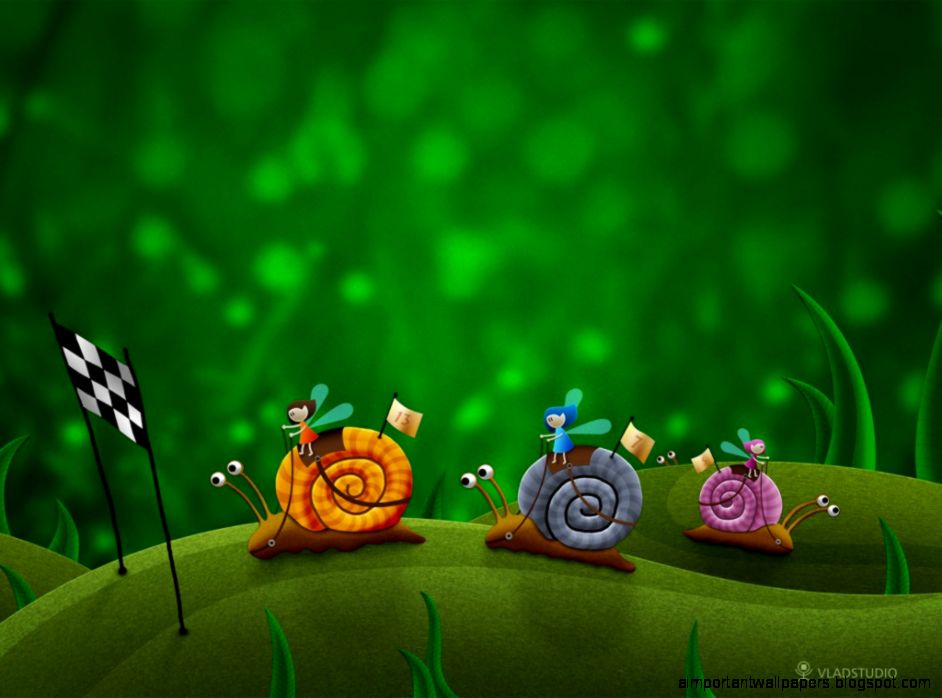 Free Download Cartoon Wallpapers Snail Racing