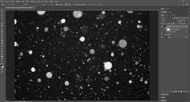 Tutorial: Capa de copos de nieve con Photoshop - pasar a blanco y negro