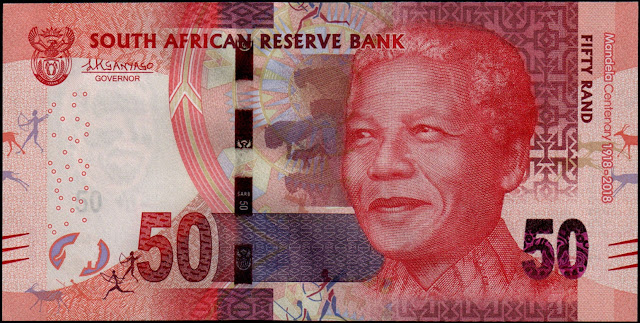 South African Currency 50 Rand Commemorative banknote 2018 Nelson Mandela Centenary