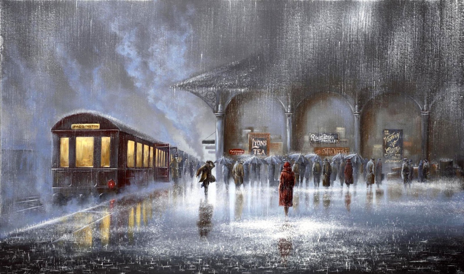 Train Station Painting Free Best Hd Wallpapers