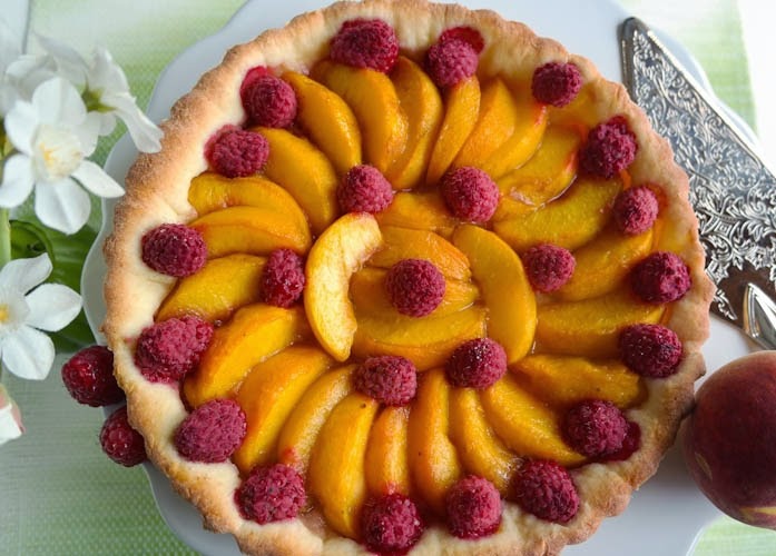 sia´s soulfood foodblog: Pfirsich-Himbeer-Tarte