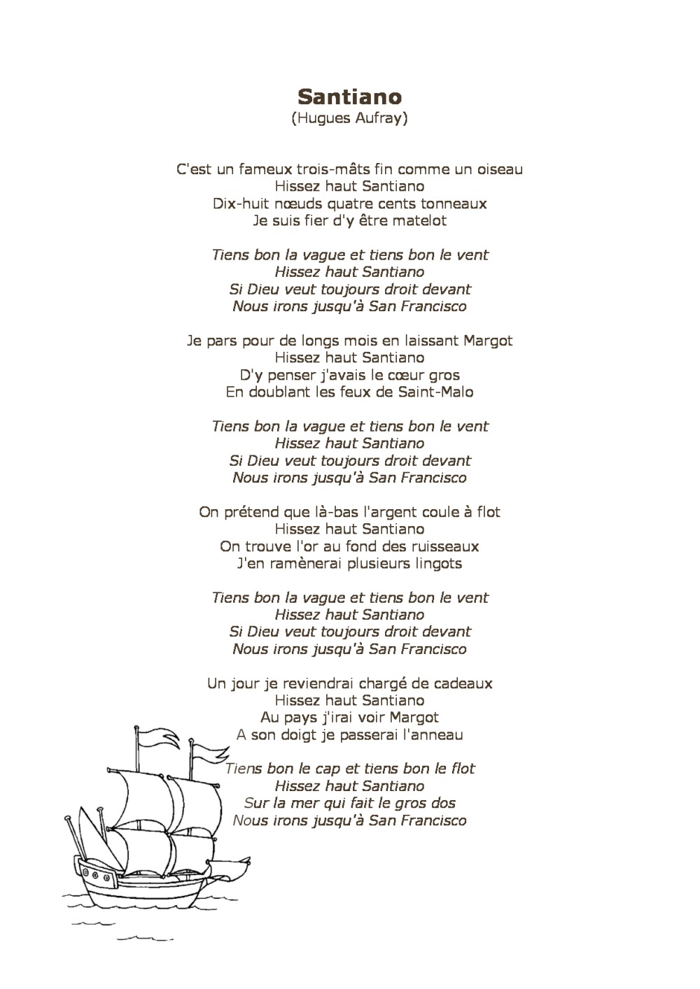 Chen Gai France ) santiano paroles