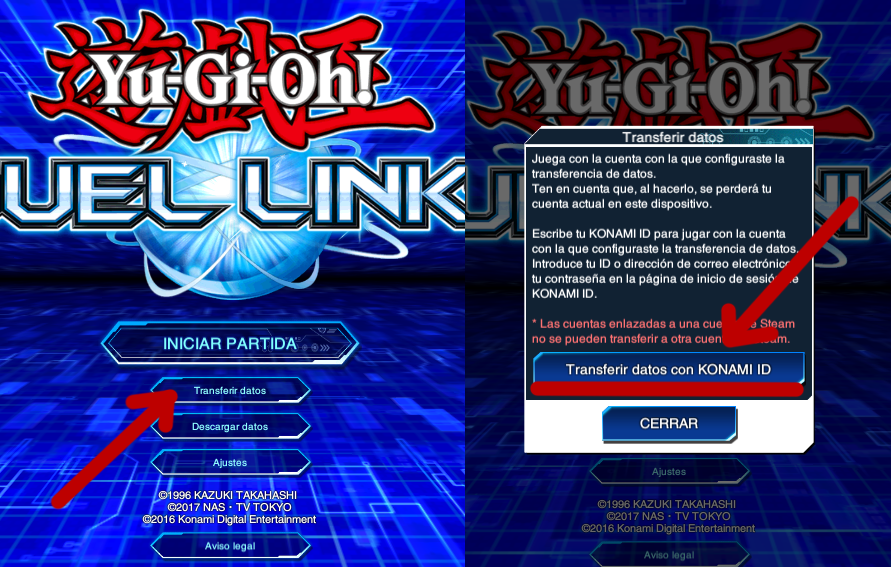 DUEL LINKS GUIAS Guía 6 Registrar KonamiID y Transferencia de Datos.