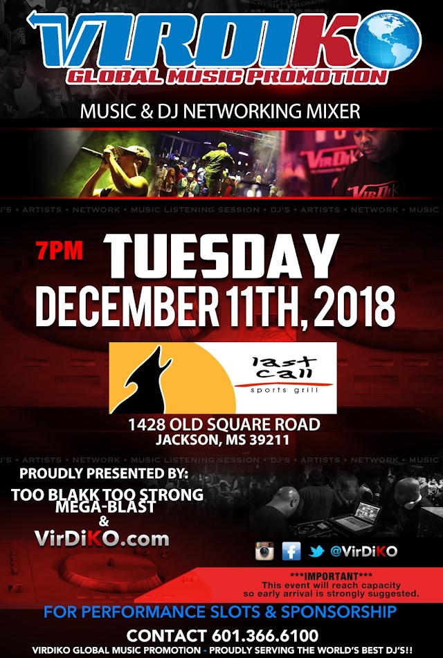 EVENT: 12/11/18 VirDiKO Music & DJ Mixer in Jackson, MS