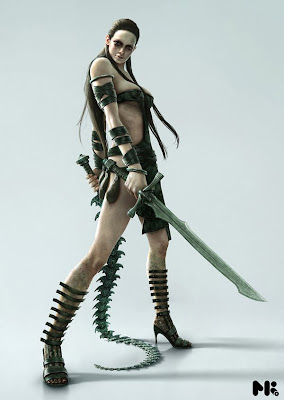 alien warrior fantasy art female future weapons