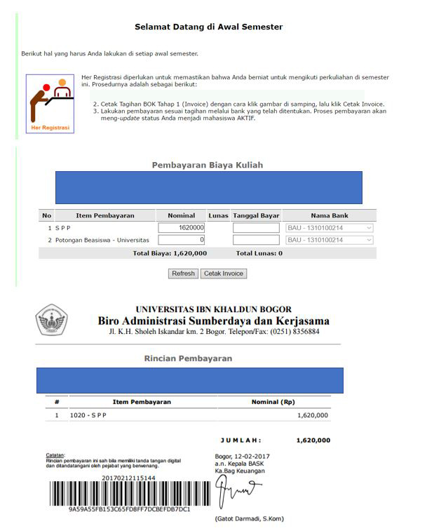 Sistem Informasi Akademik dan Keuangan UIKA Bogor