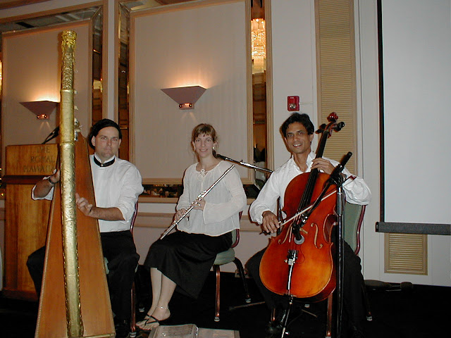 Trio of Harp flute and Cello playing at the Royal Hawaiian hotel in Waikiki