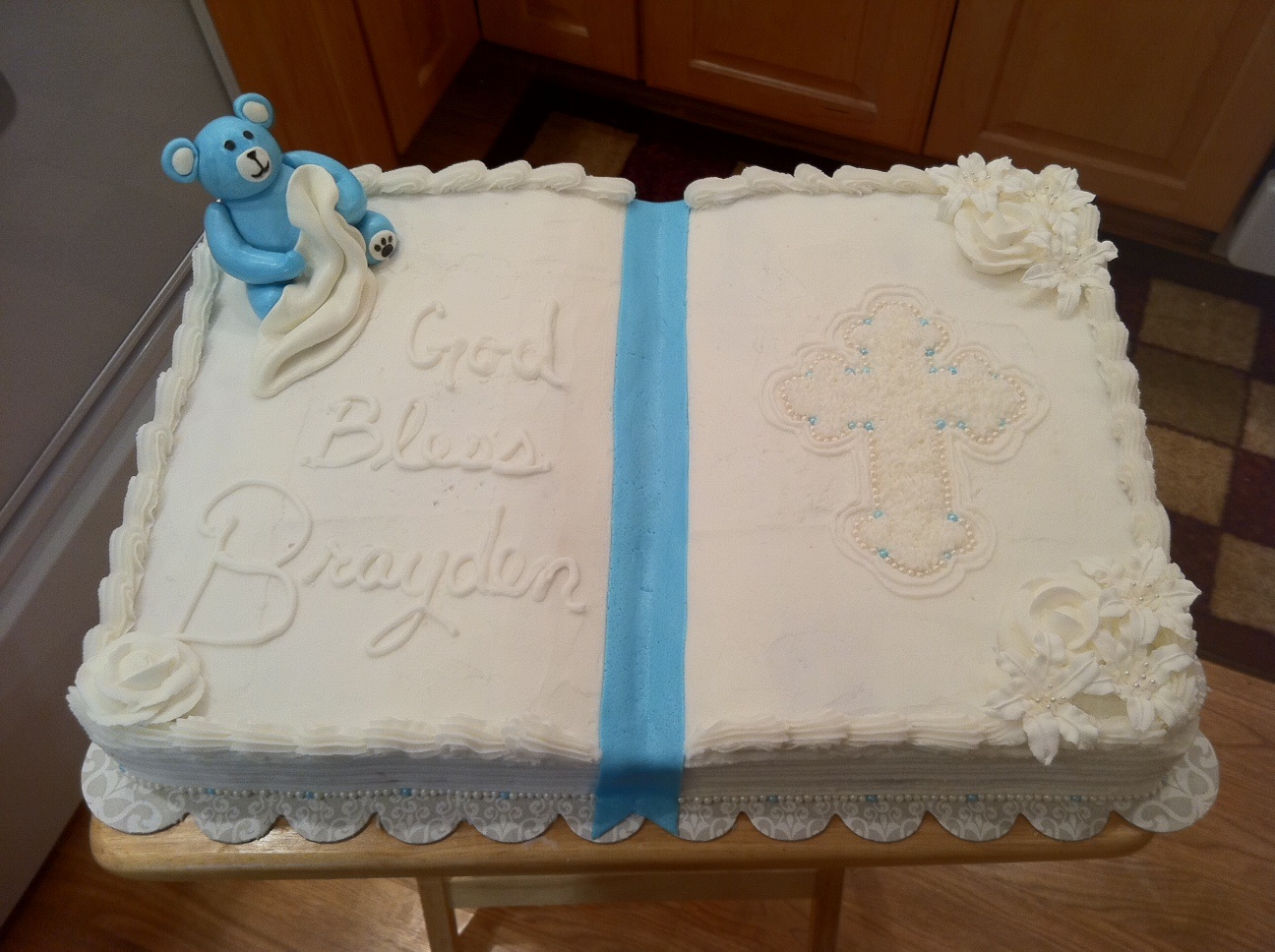 What Can Jenn Bake? Christening Cake a Bear, a Book, and a Cross