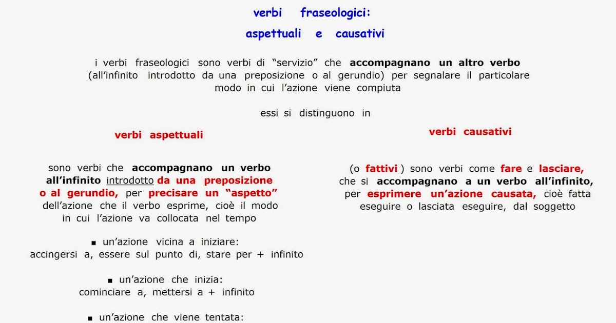 Paradiso delle mappe I verbi fraseologici aspettuali e causativi Paradiso delle mappe I verbi fraseologici aspettuali e causativi