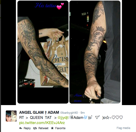 Adam Lambert's New Tattoo: Embellished Sleeve, with New Queen Tattoo