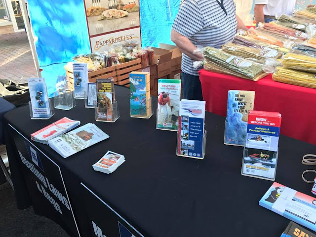 A table with boating safety literature.