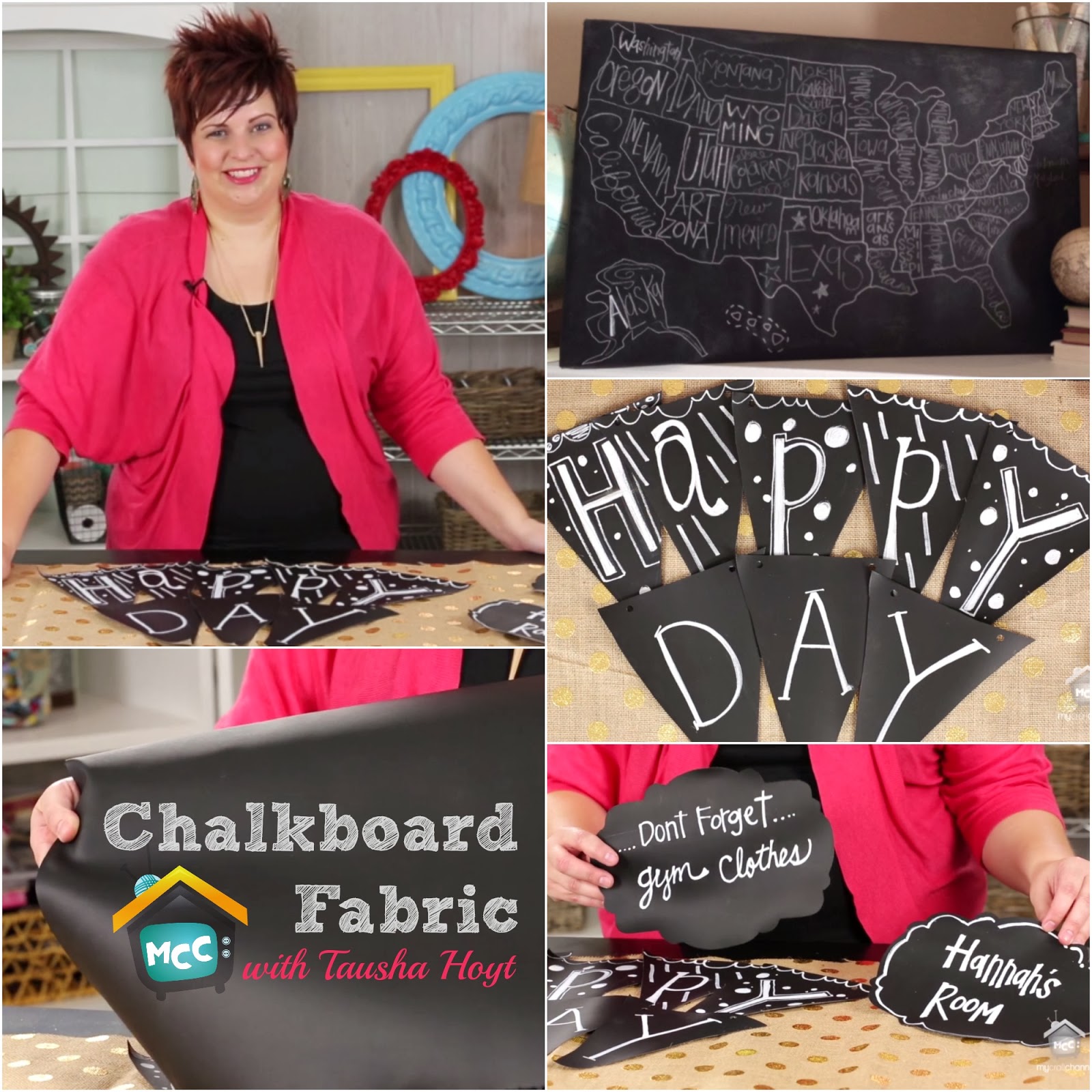 My Craft Channel Nov. 1st Chalkboard Fabric with Tausha, Washi Tape