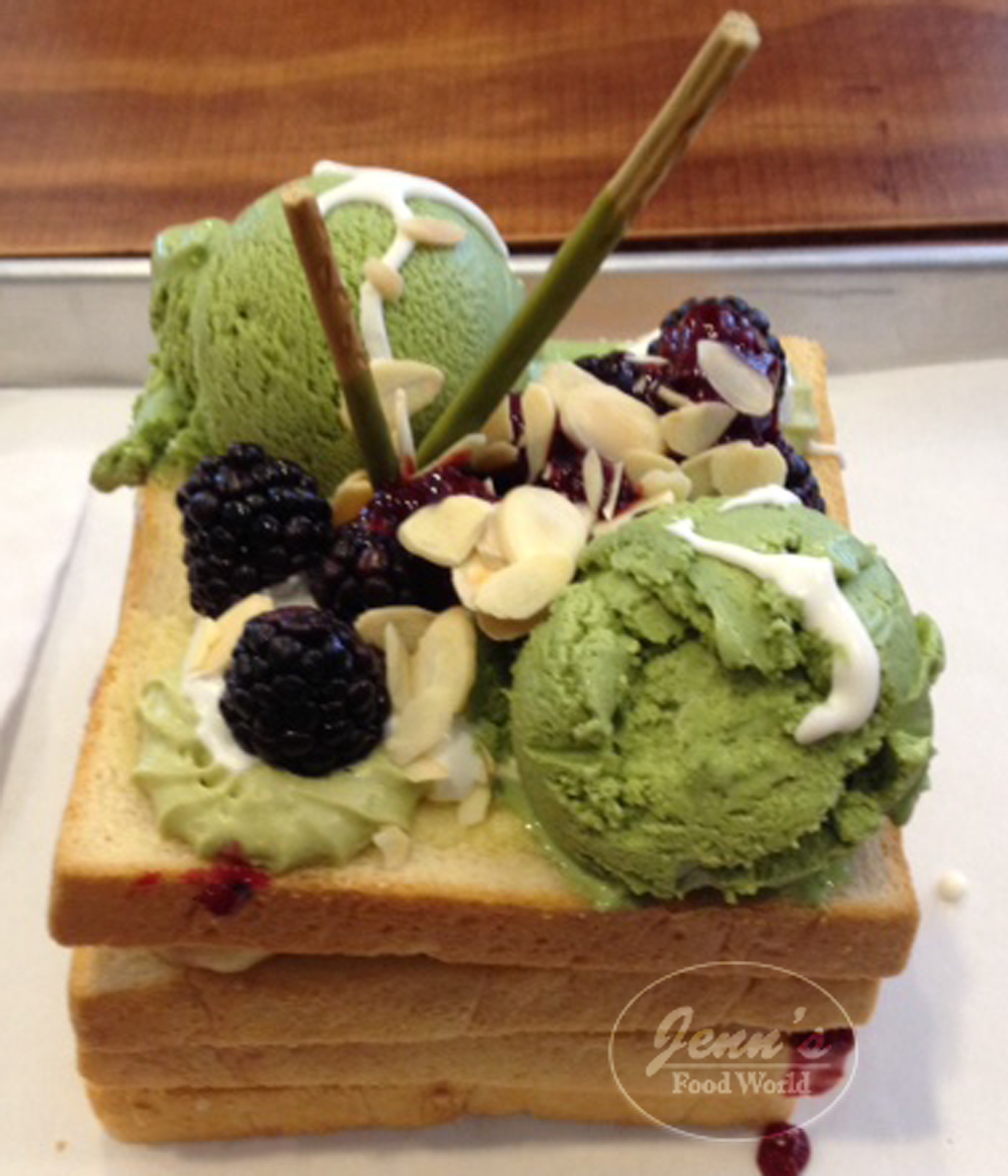 Jenn's Food World Layers of GoodnessGreen Tea Brick Toast