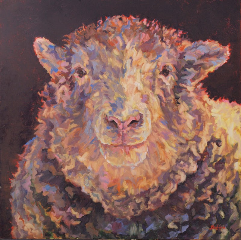 Daily Painters Abstract Gallery Colorful Contemporary Animal Art,Sheep