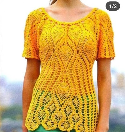 Blusa Amarilla en crochet para fin de año!!!