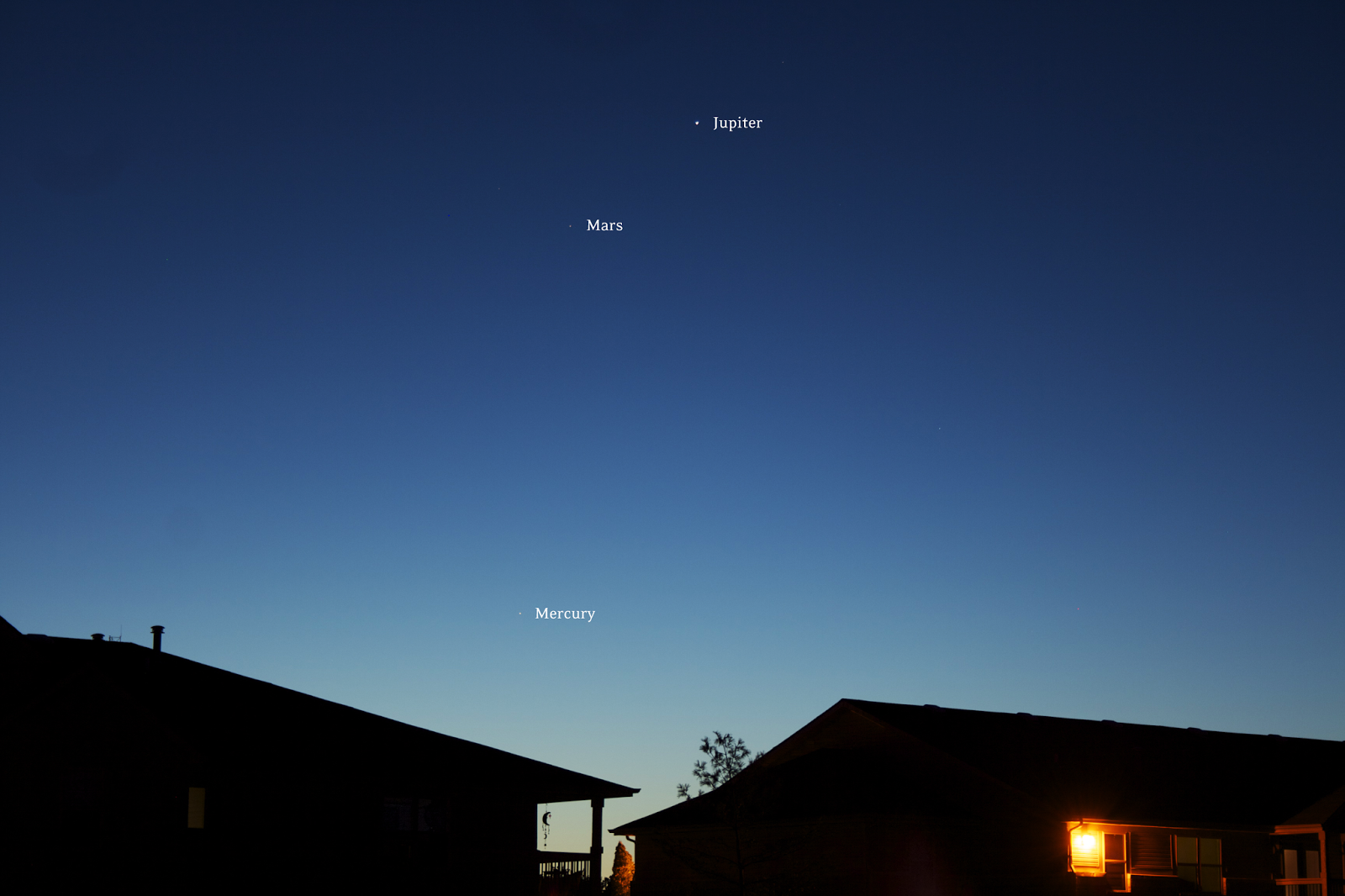 Conjunction of Jupiter, Mars, and Mercury on July 28, 2013 [Stellar