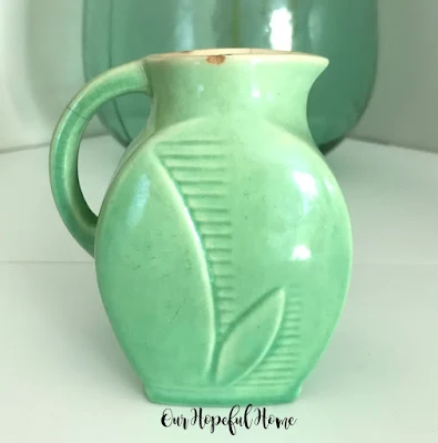 sea foam green Red Wing pottery creamer vase
