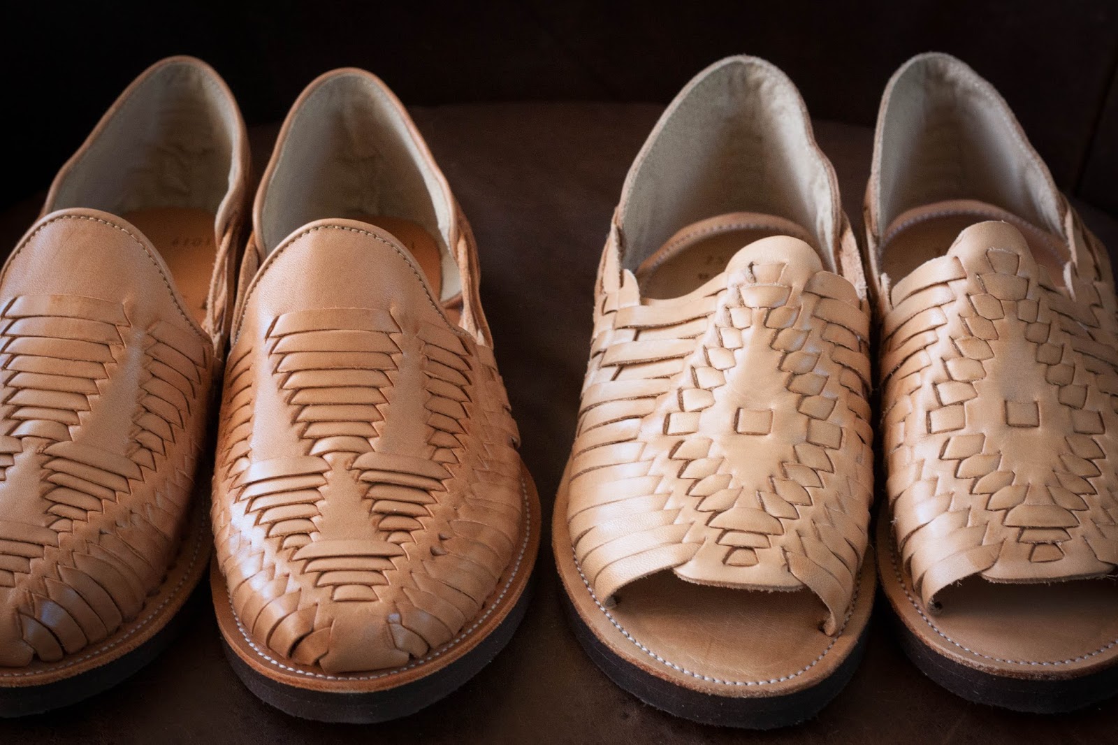 5 de Mayo Mexican Leather Huarache Sandals Slip on Rubber Tire Sole Open Toe vtg 
