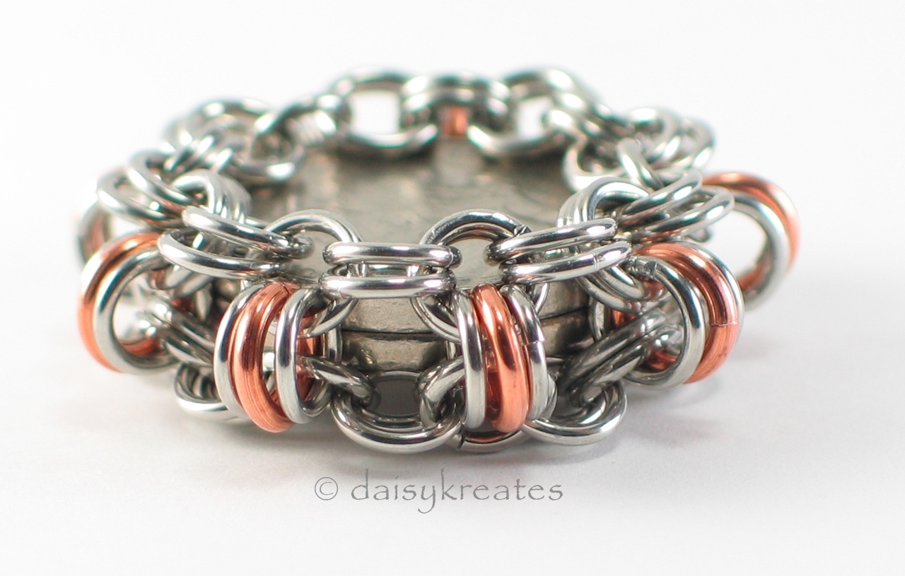 daisykreates: Chainmaille Wrapped Coins and Mirror