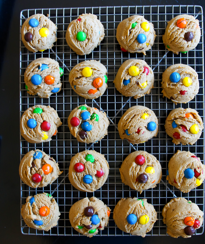 fluffiest, puffiest peanut butter m&m cookies ... and how to pack a care package