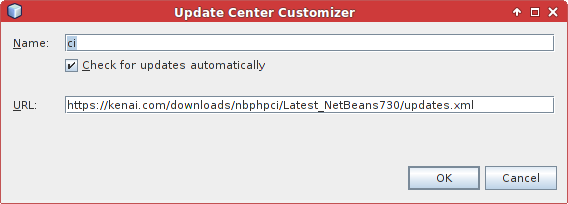 Update Center Customizer NetBeans
