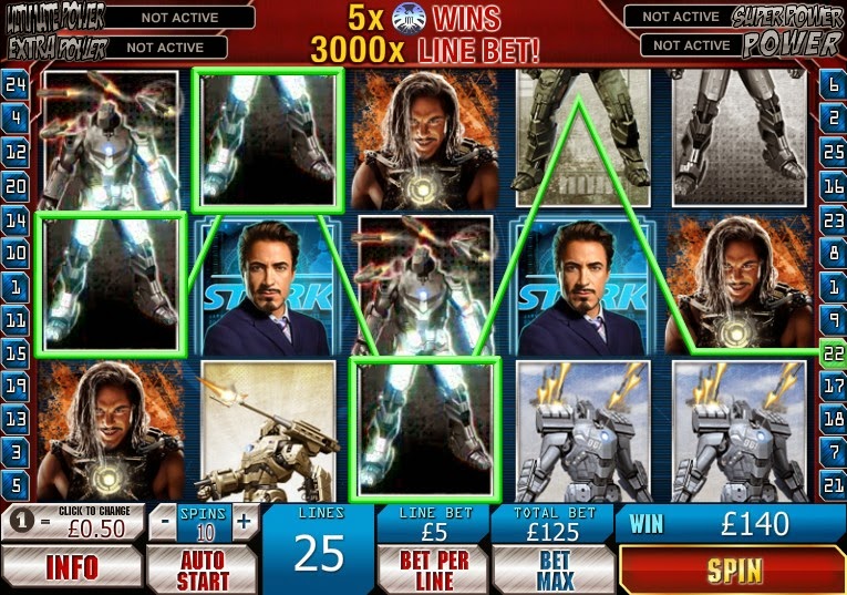 Iron Man 2 Video Slot Screen