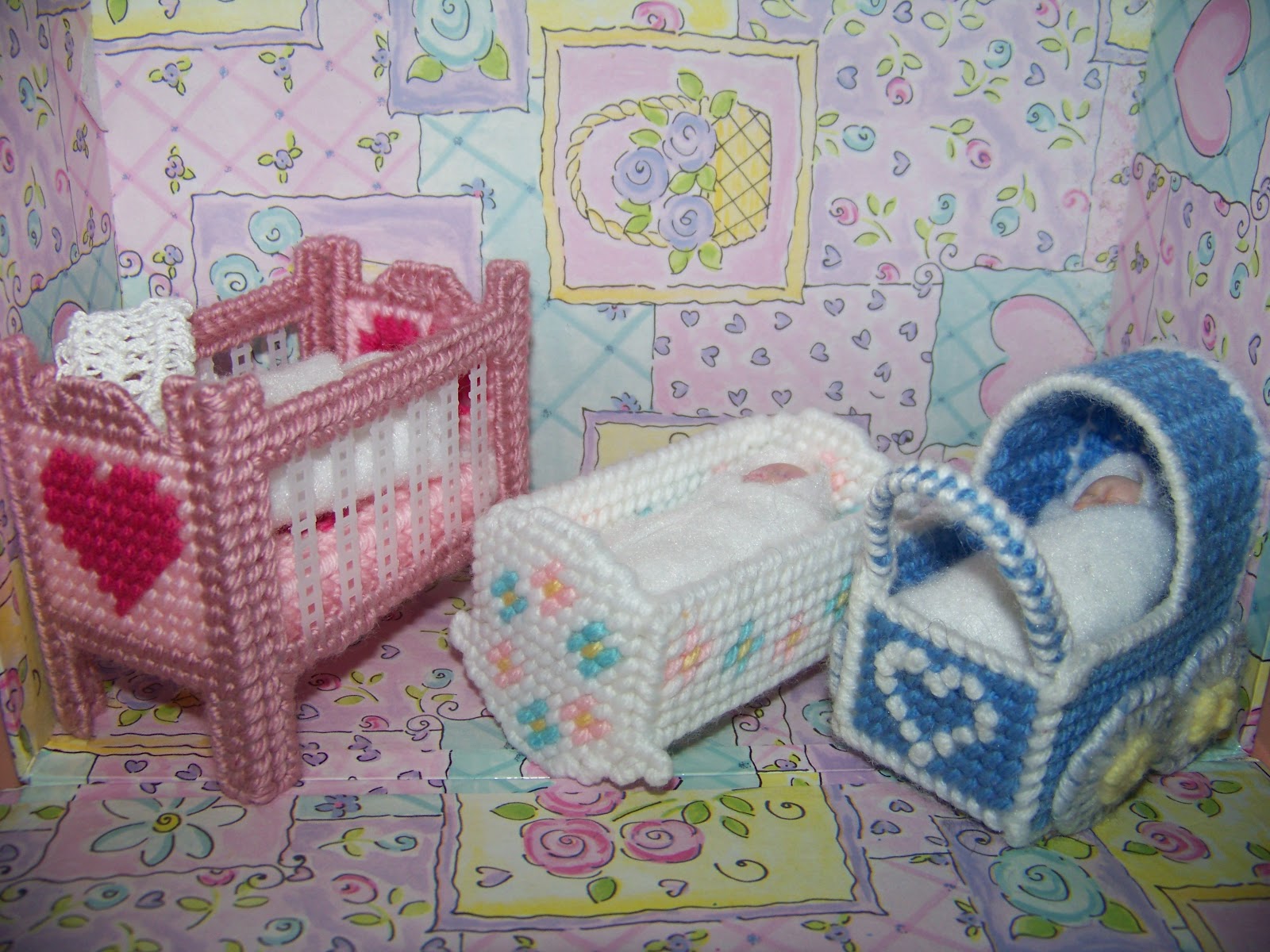 Crafty Kat Mini nursery furniture in plastic canvas