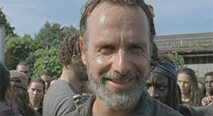 Rick Grimes smiling at the end of the episode