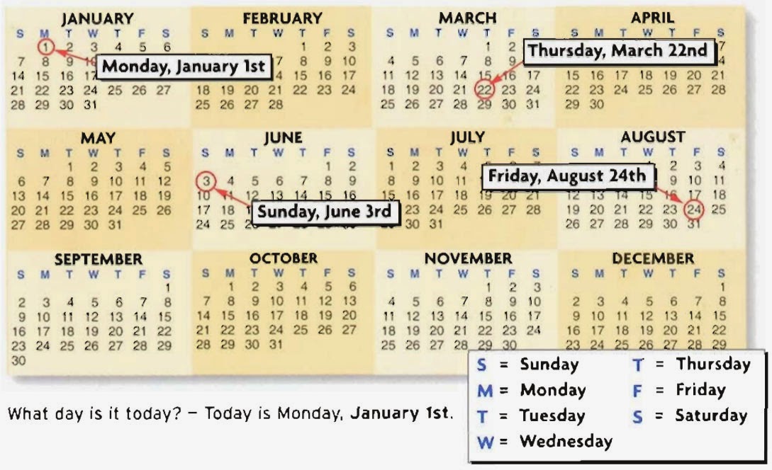 Inglés Guapo Calendario Días De La Semana Y Los Meses En Inglés