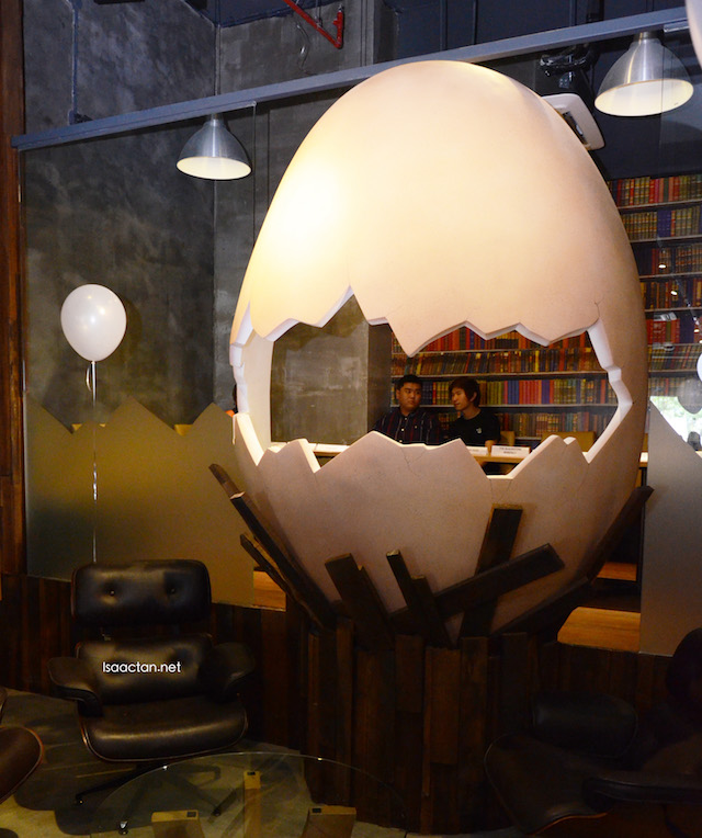 The signature hatched egg decor of Brunch & Munch Restaurant